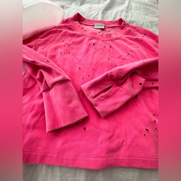 Bombshell Sportswear Pink Distressed Sweatshirt - Picture 2 of 5